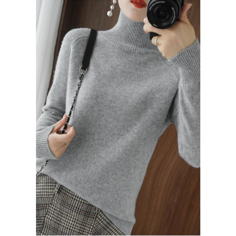 Maglioni da donna, casual, a collo alto, a maniche lunghe, spessi e caldi, alla moda, coreani, con fondo in maglia, maglioni di base