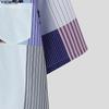 INCERUN Summer Men Lapel Half Sleeve Striped Print Button Up Casual Shirts