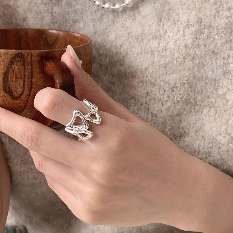PANJBJ 925 Sterling Silver Unique Lines Ring for Women Jewelry Finger Adjustable Open Vintage For Party Birthday Gift Dropship