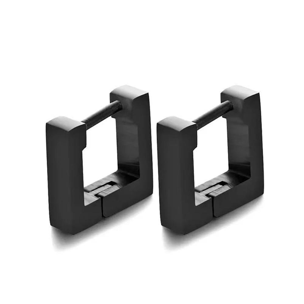European & American Simple Geometric 15MM Square Stainless Steel Titanium Earrings, Versatile and Creative Ear Studs for Couples