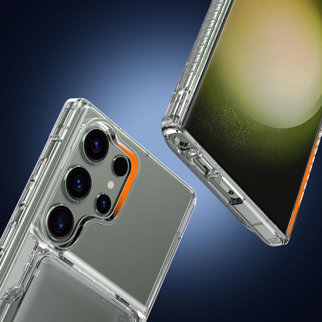 For Samsung Galaxy S23 Ultra Cell Phone Case Clear PC+TPU Flip Card Slot Cover