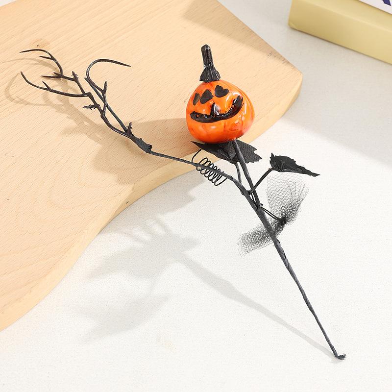 Hot Smiley Pumpkin Halloween Dark Gothic Decoration Simulation Flower Party Arrangement Ghost Pumpkin