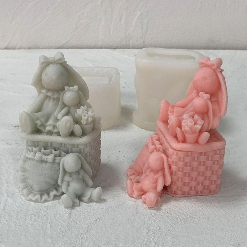 Cute Animal Candle Molds Lovely Rabbits Storage Box Silicone Molds Jewelry Box Resins Molds Soap Molds Home Decorations