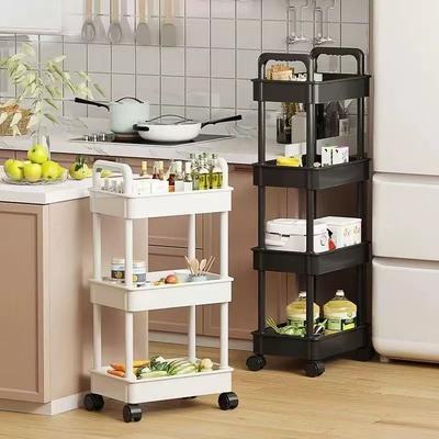 Household Cart Floor Storage Rack, Multi-Functional Kitchen Storage Cart, Movable Storage With Wheels, Multi-Scene Application