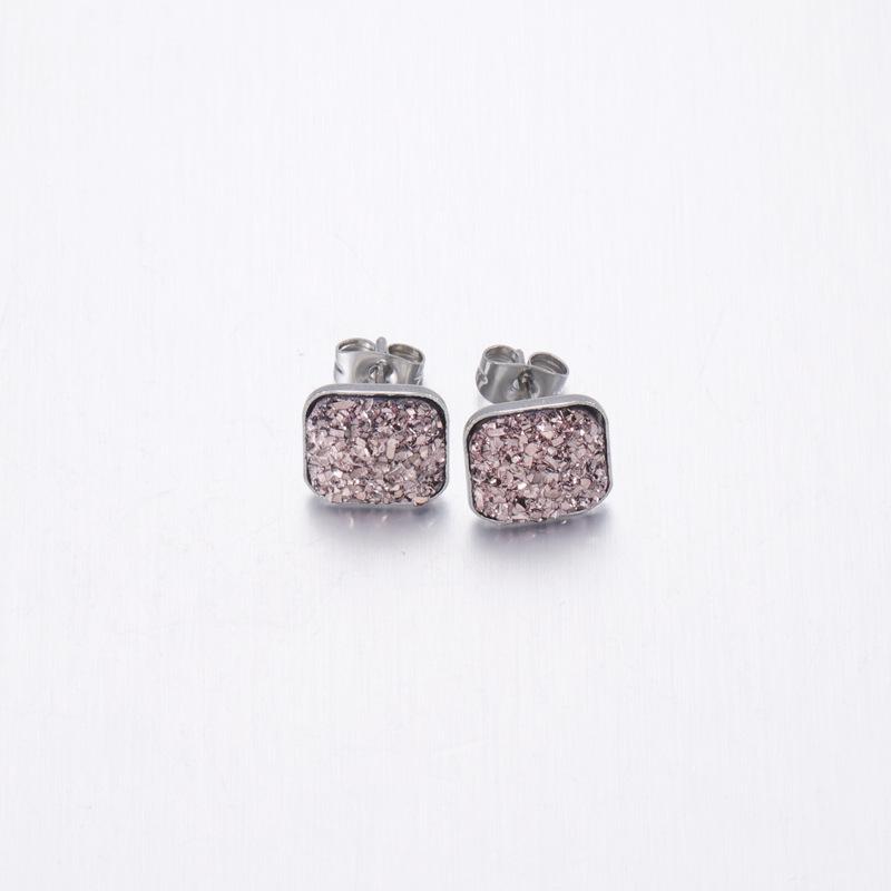 Women’s Crystal Cluster Rhinestone Stud Earrings - Square Concave-Convex Design, Star Style