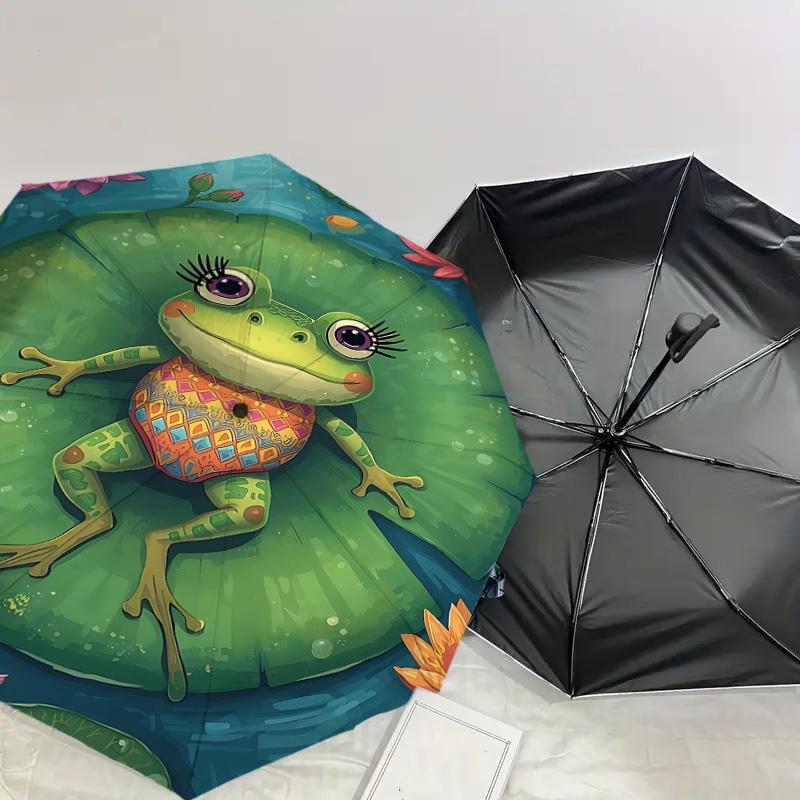 1PC Frog Lily Pad Umbrella-8-Rib Reinforced, Automatic Open, Lightweight & Durable, Cute Fashion Accessory for Outdoor-F2685