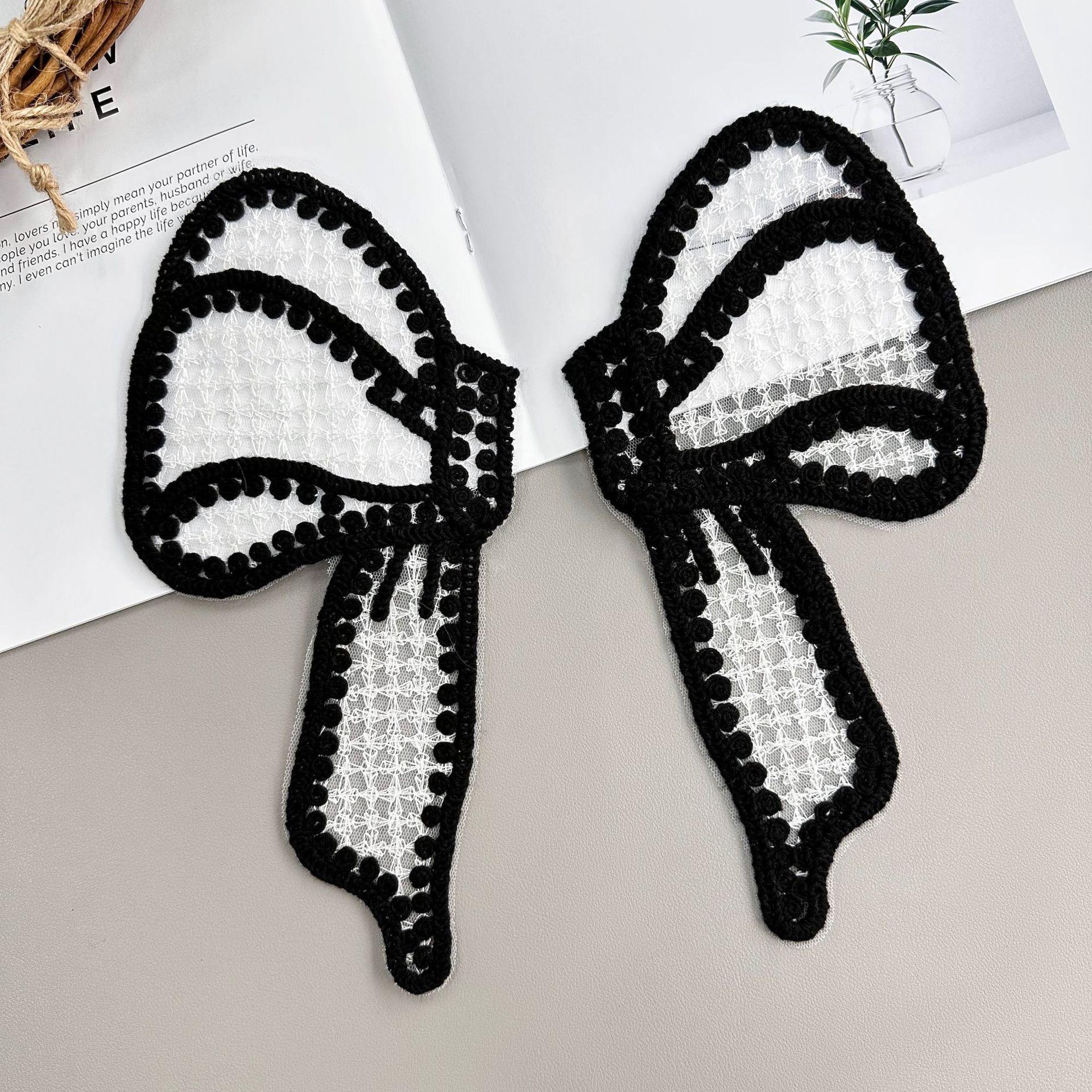 

Большой бант Сделай сам Одежда Ручная работа Аксессуары Аксессуары для выреза горловины Кружевная декоративная нашивка для кардигана Тканевая наклейка 55787 white net black