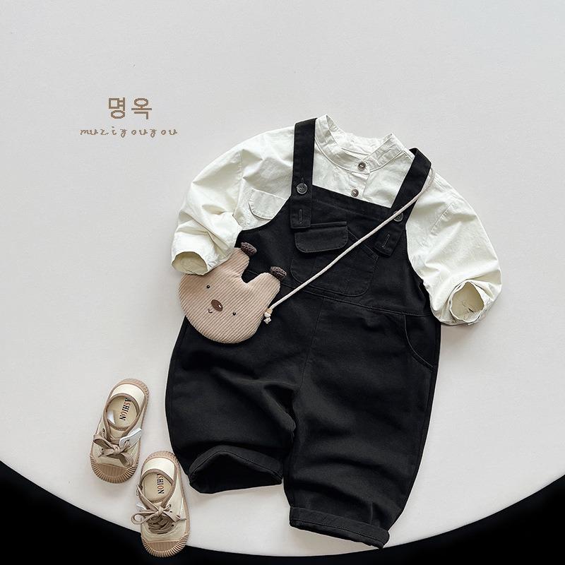 Kids Solid Cotton Long Sleeve Shirt Boys Girls Casual Children Clothing Top
