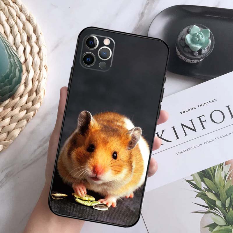 Cute Adorable Hamster Soft Case For iPhone 16 Pro Max 13 12 Mini XS Max X XR 11 15 Pro Max 14 Plus Back Cover