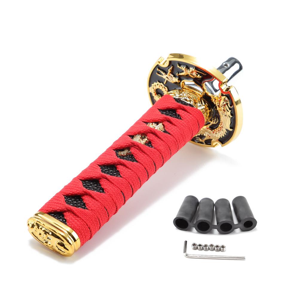 Samurai Sword Automatic Leather Shift Knob Universal For Lock/Button Transmission Cool Katana Gear Shifter Lever 150MM