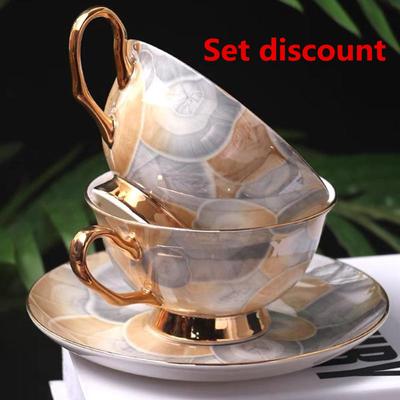 European Court Style Coffee Cup and Plate Two-piece Set of Luxury Gold Handle Ceramic Cup Water Cup Afternoon Tea Milk Cup 1-2 Pcs Available
