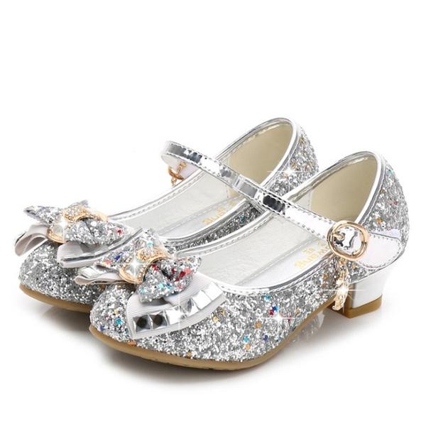 Cute Frozen Princess Single Shoes Girls High Heels Princess Sparkling Cartoon Costume Party Shoes