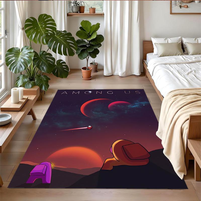 Anti‑Slip Crystal Velvet Floor Rug, Among Us Design Carpet for Indoor Living Bedroom Home Decoration