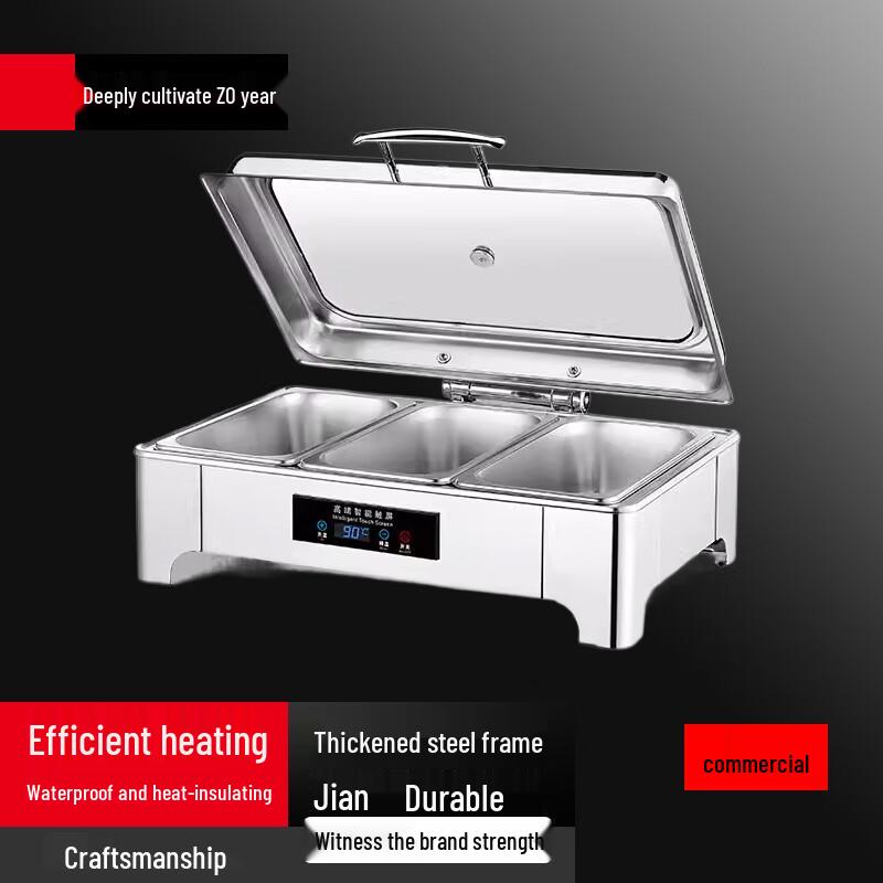 Sule Commercial Smart Electric Buffet Food Warmer (3-Compartment, 13L)