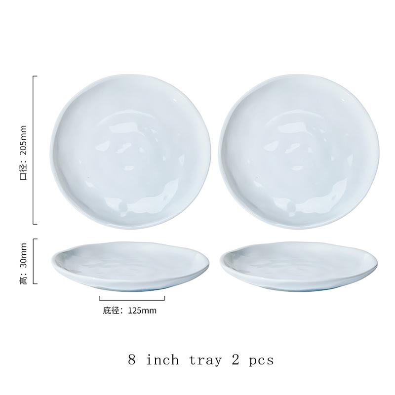 Ceramic Plates 8 Inch 2 Pcs Household Cream Wind New High Aesthetic Exquisite Dining Tableware High-class Round Breakfast Dish 8 inches