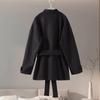 Cappotto Invernale Caldo da Donna Vintage con Lacci in Lana Moda Monopetto Tinta Unita Soprabito Retro Giacche con Collo Alto