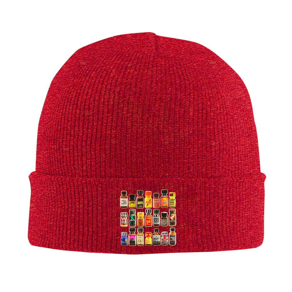 Poppers Bottles Gay Rush Jungle Juice Amyl Inhaler Warm Knitted Cap Winter Knit Bonnet Hat Skullies Beanies Hip Hop Caps Unisex