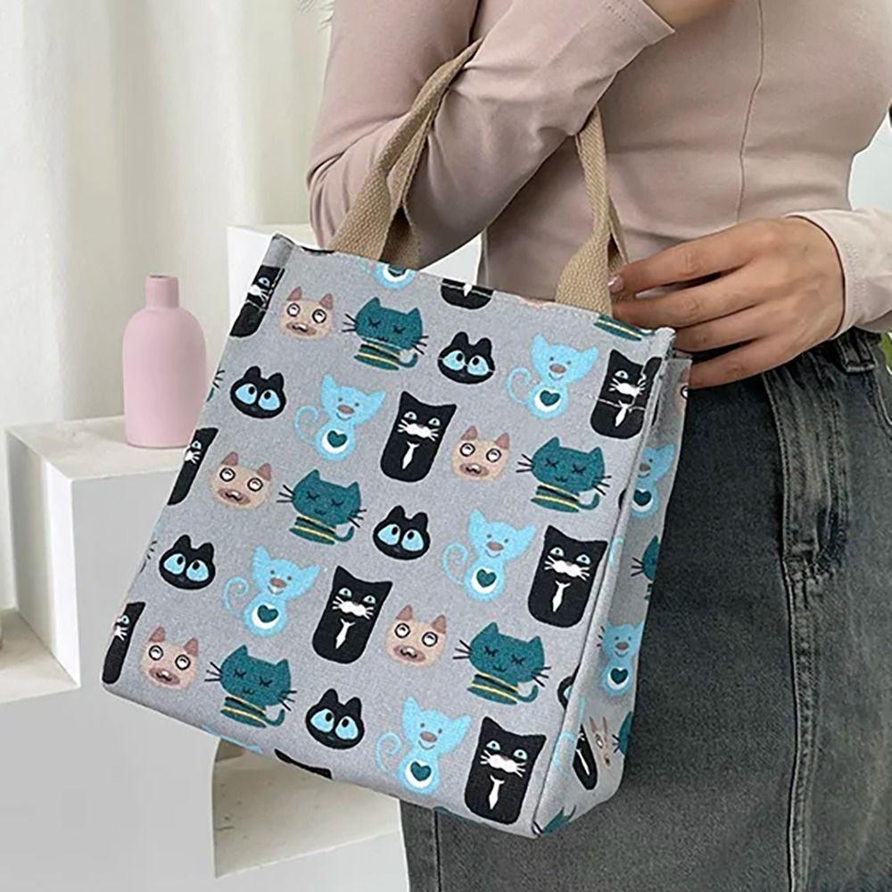 Cartoon Lunchbox Thickening Tote Bag Cute Storage Bag  Work
