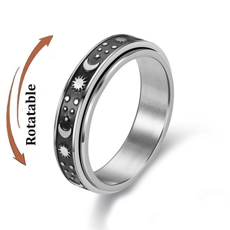 Copper Color Spinning Anxiety Rings for Men Women Star Moon Relaxing Ring 2025 Stainless Steel Anti Stress Rings Knuckle Zircon
