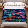 Dinosaur Theme Soft Blanket Personalized Custom Name Text Print Warm Blanket Home Sofa Bedroom Decor