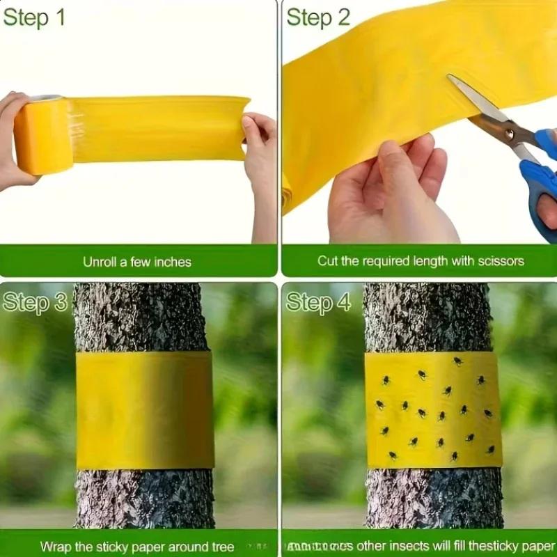 5/10M Yellow Double-Sided Insect Proof Tape Outdoor Insect Trap Garden Tree Pest Control Prevent Aphids Ants Moths Climbing