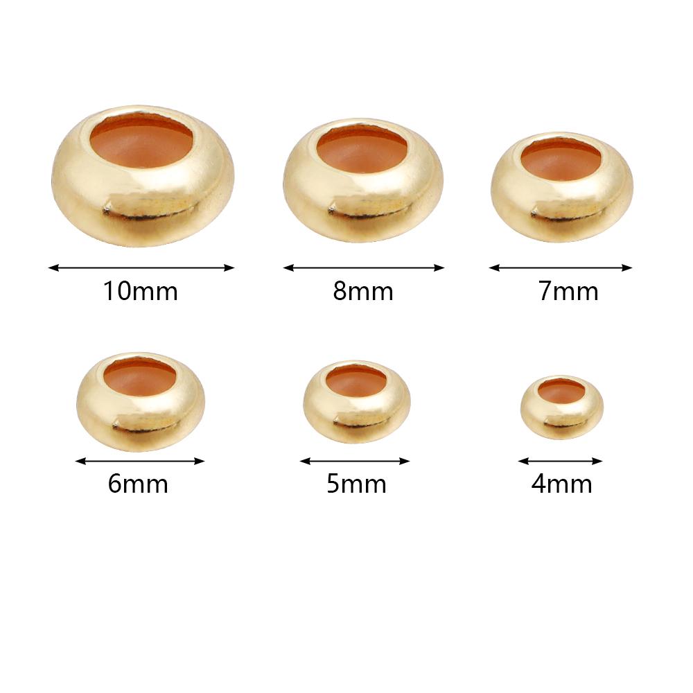 20Pcs 4/5/6/7/8/10mm Copper Crimp End Beads Stopper Spacer Beads With Rubber Silicone For Slider Bracelet DIY Jewelry Findings
