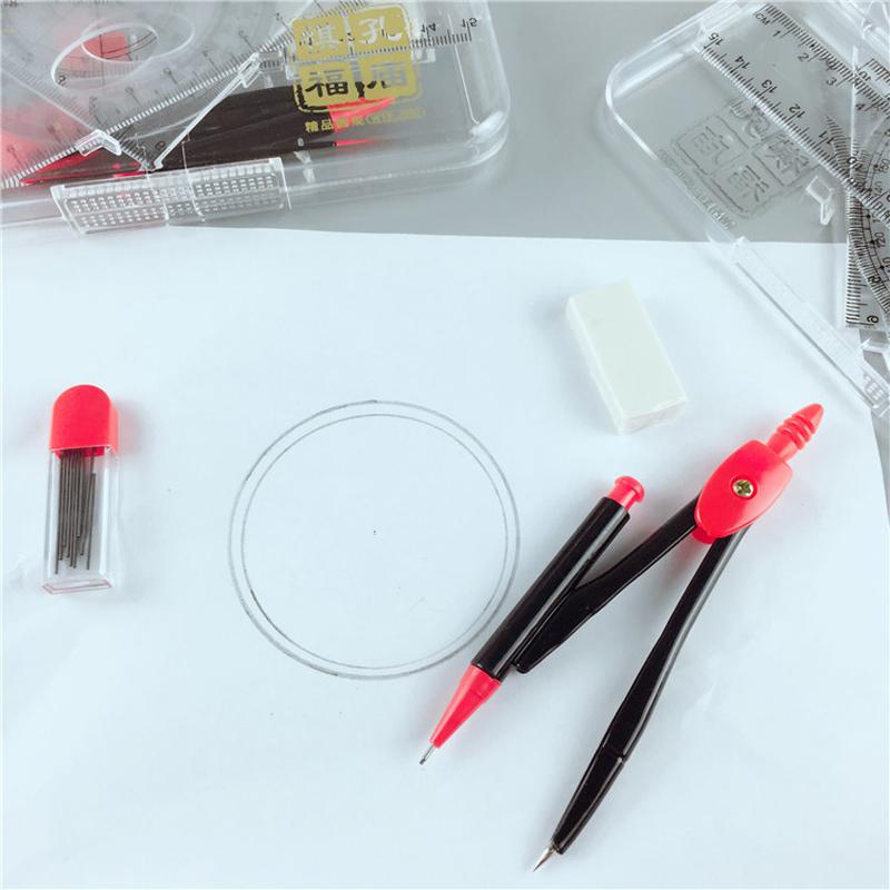 7pcs/set Simple Solid Geometry Protractor Drawing School Eraser Compasses Collection Math Eraser Ruler for Students School Stationery