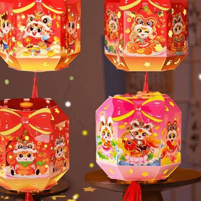Ancient Chinese New Year Lantern Luminous Cartoon Portable Horse Lantern Traditional Paper Craft Handheld Lantern Good Luck Gift