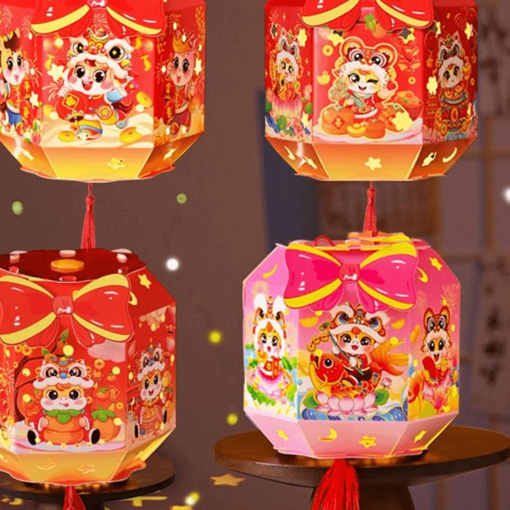 Ancient Chinese New Year Lantern Cartoon Traditional 2026 Horse Year Lantern Luminous Paper Craft Portable Horse Lantern