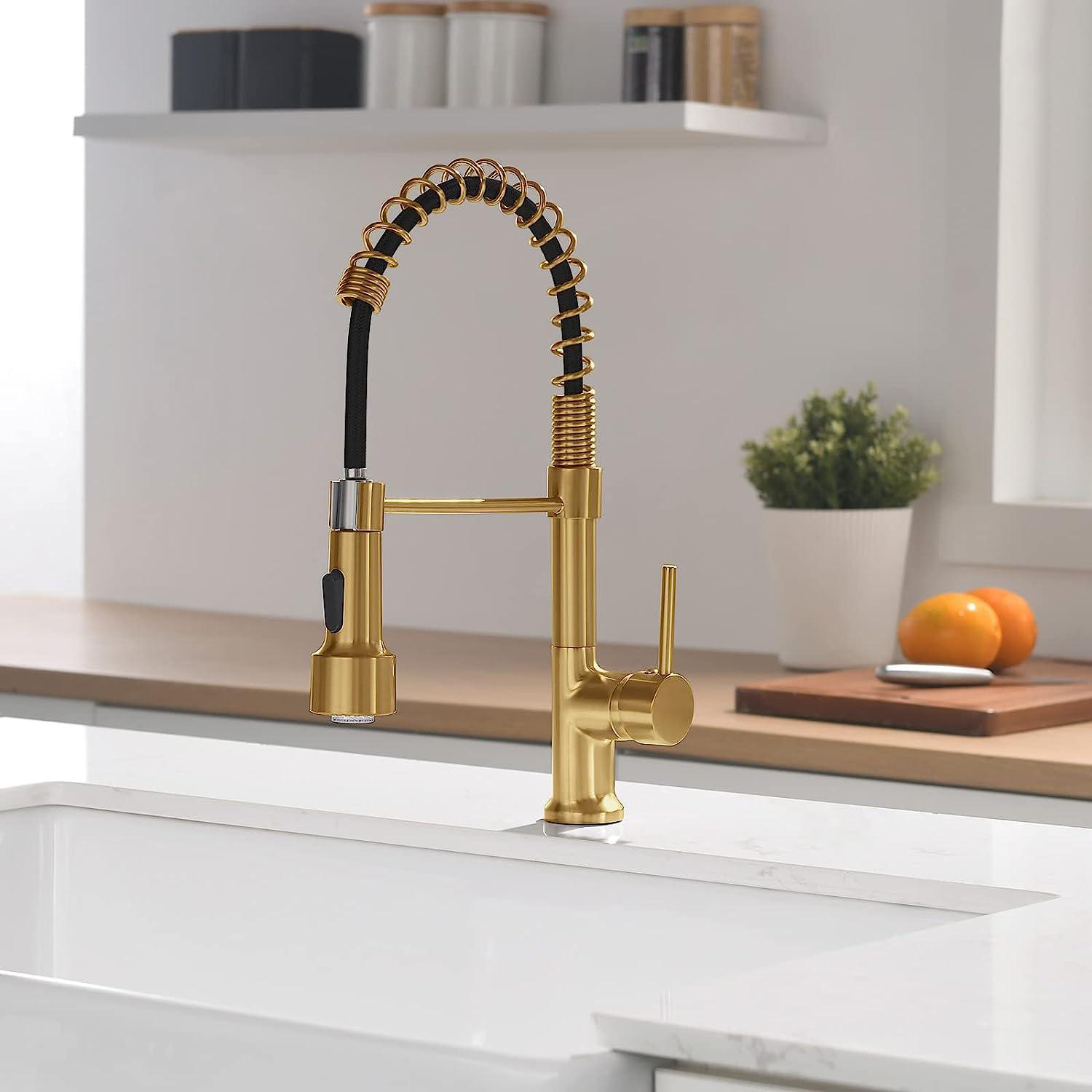 

Смесители для кухни матовое золото для кухонной мойки однорычажный выдвижной пружинный излив смесители кран для горячей и холодной воды 9155J-LED