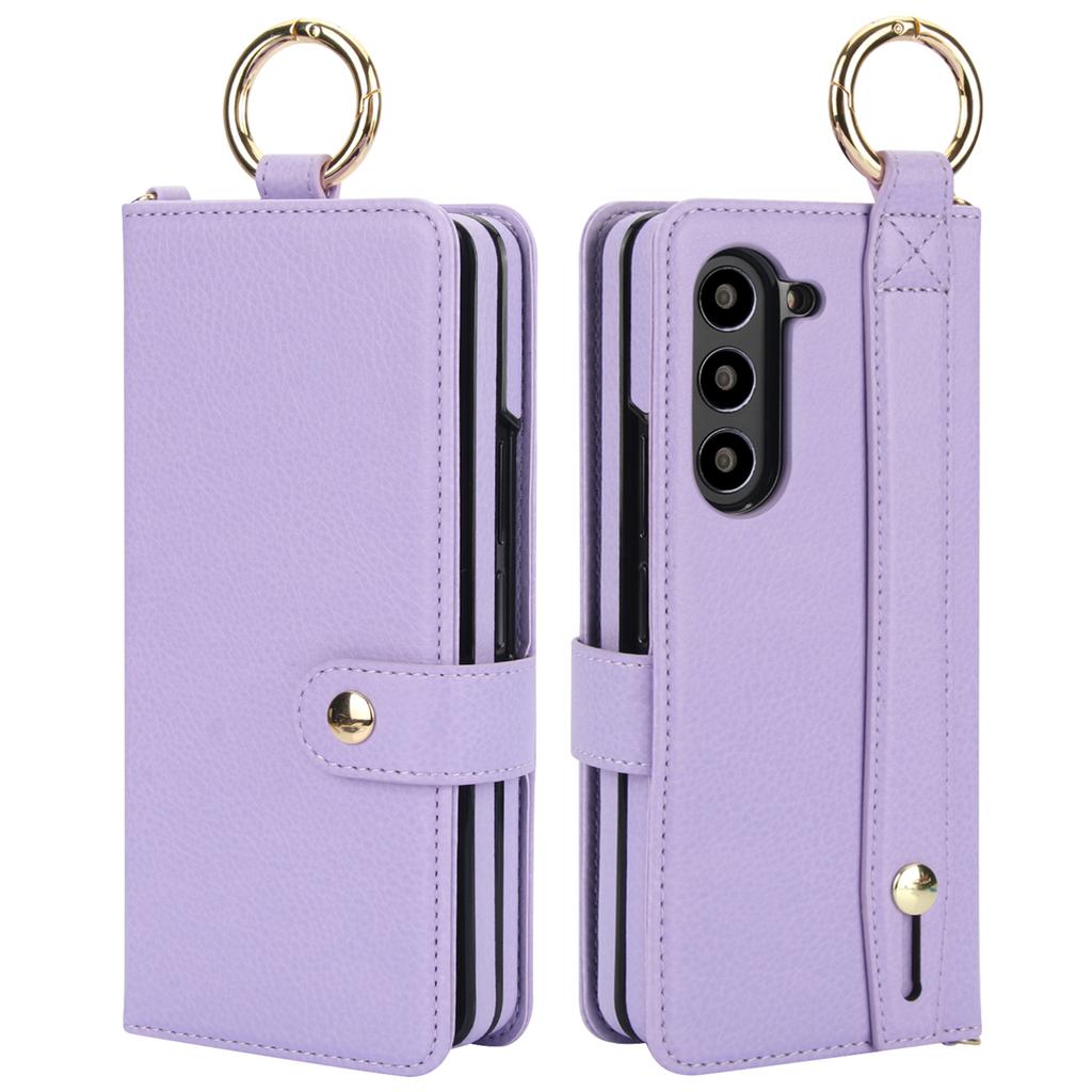 Ring Holder Cards Solt Wristband Pen Holder Wallet Case For Samsung Galaxy Z Fold 6 5 4 3 5G Fold6 Fold5 Bag Pocket Book Cover