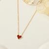 French Vintage Red Heart Pendant Necklace Adjustable Chain Women Electroplated Jewelry Light Luxury Gift