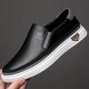 White Leather Shoes Men's Slip-on Soft Sole Fashion Sports Casual Shoes