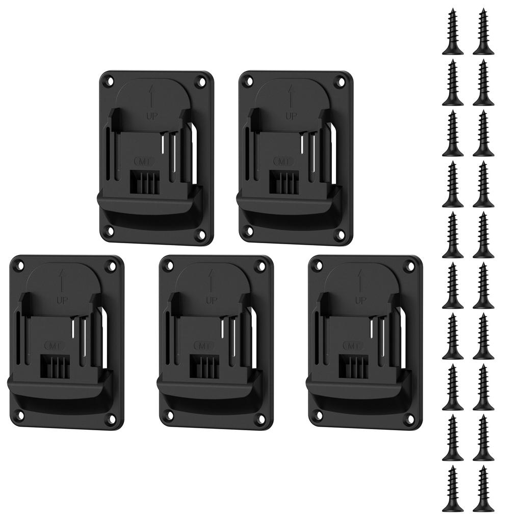 Wall Mounted Drill Holder Set Of 5 For 18V Cordless Tools Heavy Duty ABS Bracket With Secure Storage Space Saving Design