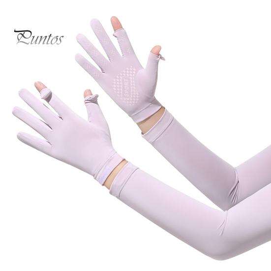 Sunscreen Arm Sleeves Women Sun Protection Gloves, Cooling with Detachable Full Finger Gloves Anti-Slip Palm, UV for Summer Driving Cycling Hiking