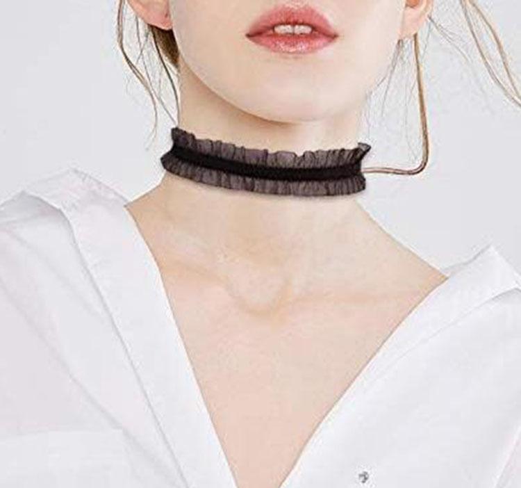European And American Gothic Lace Collarbone Chain Women's Choker Simple Black Punk Accessory Collar