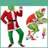 Vibrant Green And Red Grinch Adult Costume Suit Perfect For Holiday Celebrations