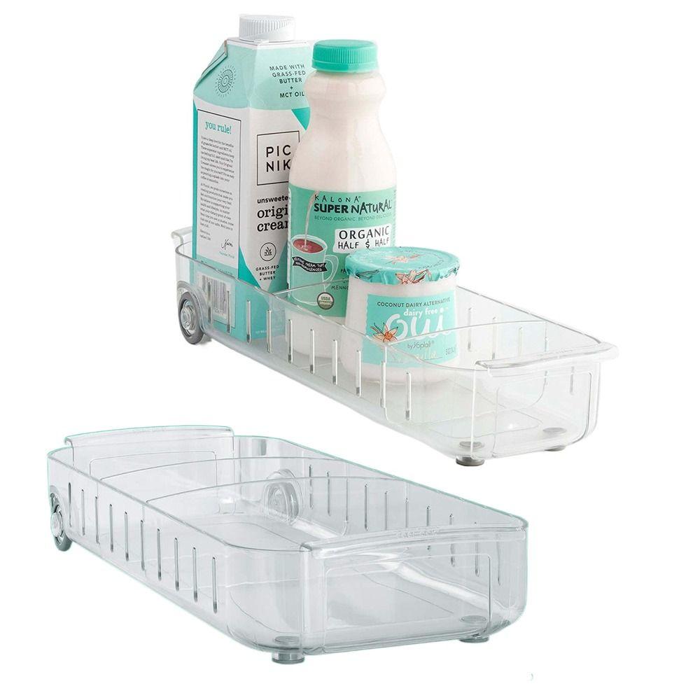 

Прозрачный органайзер для холодильника, контейнеры на колесах, толстый пластиковый поднос для холодильника на колесиках под раковиной