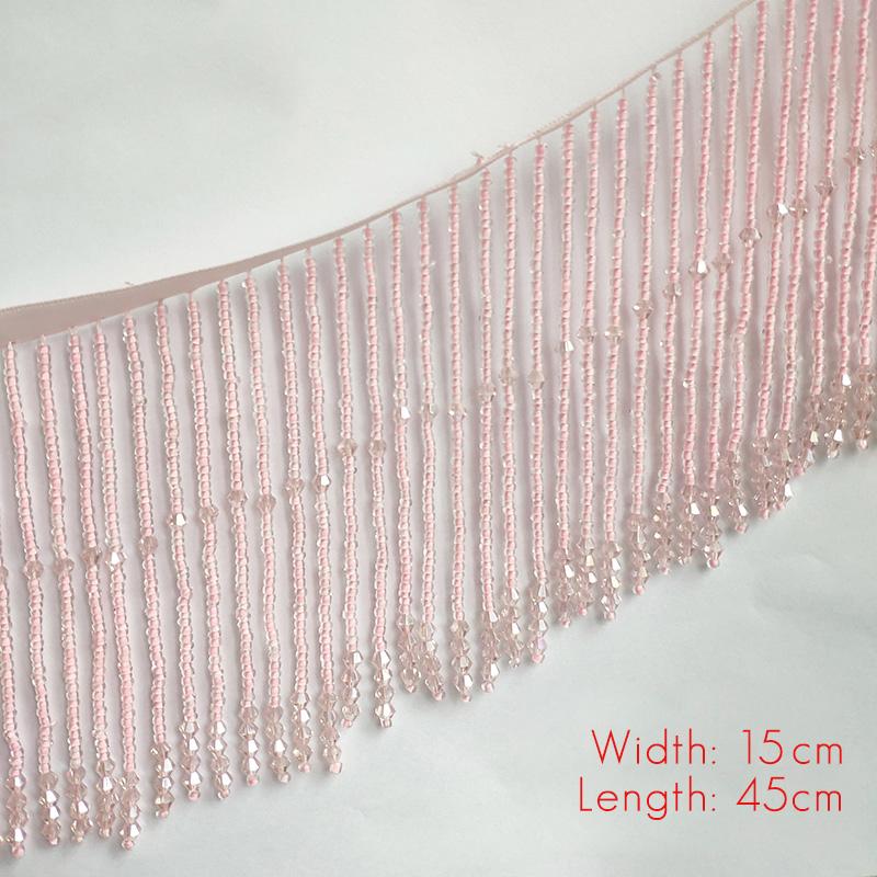 45/90cm Pizzo Frangiato con Perline di Cristallo di Lusso Fatto a Mano Fascia Fai da Te Abito da Sposa Costume di Scena Velo Nappa Accessori da Cucito