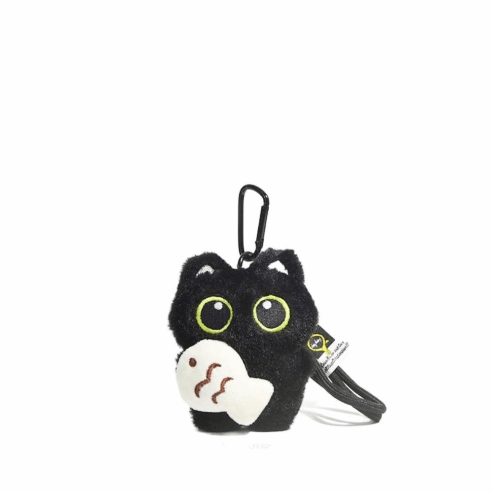 Cute Fish Black Cat Plush Doll Keychain Strawberry Wings Doll Bag Pendant Bib Car Key Ring Gifts School Bag Decoration