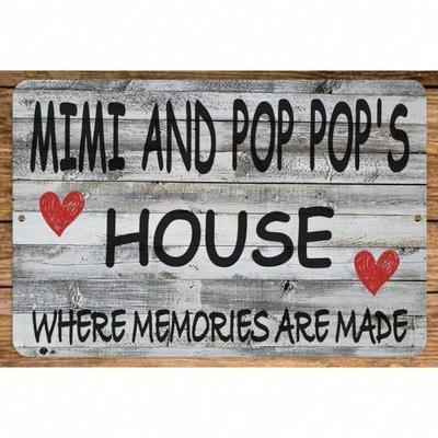 Vintage Metallblechschild für Wanddekoration - Retro 8"x12" Mimi und Pops Haus Inspirierende Schallplattenkunst, Langlebige Metalldekoration für