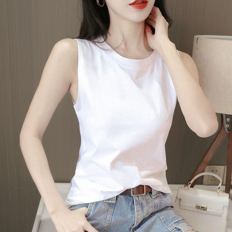 Womens White Oversized Sleeveless Shirt Casual Loose Tank Top