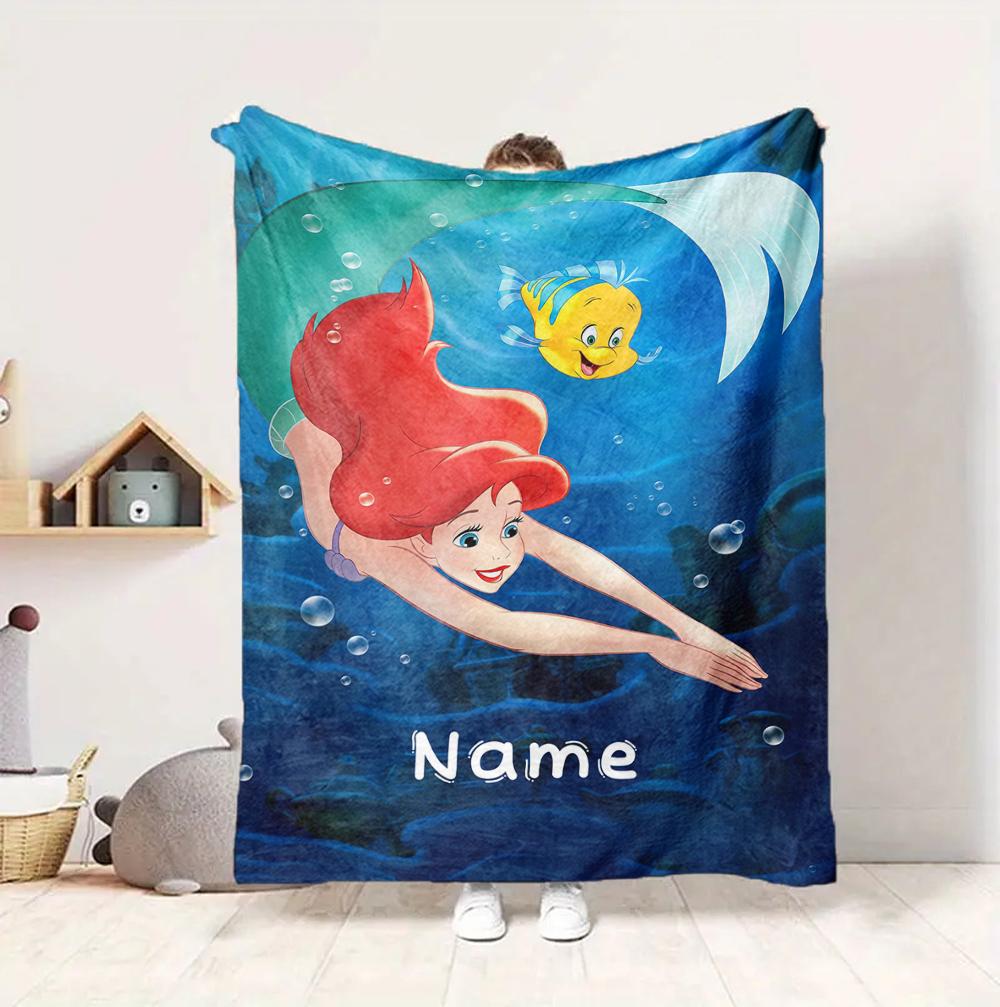 Custom Name Undersea Adventure Flannel Blanket Throw Blanket Soft Warm Sofa Bed Home Decor Unique Gift