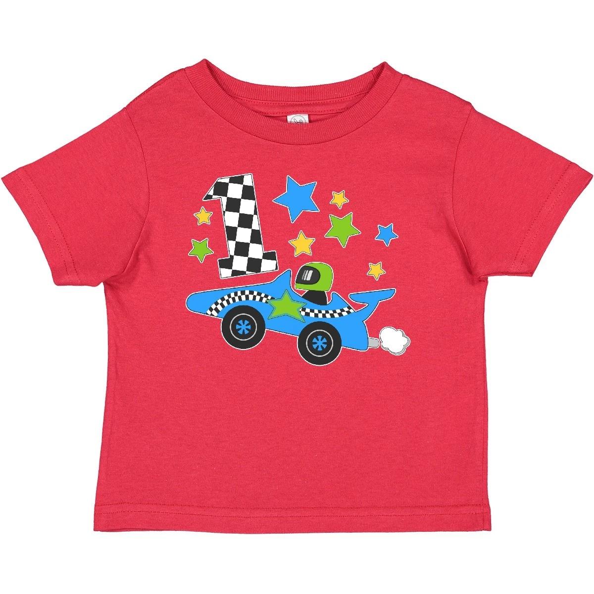 Inktastic Happy 1st Birthday Blue Racing Car Baby T-Shirt Birthdays First One 160