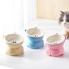 Cat Bowl Ceramic Black Elevated Feeding Bowl For Cats Protect Neck Tall Pet Bowl For Home Table And Cute Gift For Cat Lovers