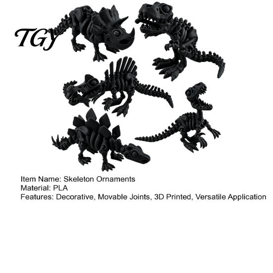 Fish Tank Landscaping Accessories 5Pcs 3D Printed Dinosaur Skeleton Ornament, Movable Joints Prehistoric Figures, Unique Home Decor Gifts Realistic