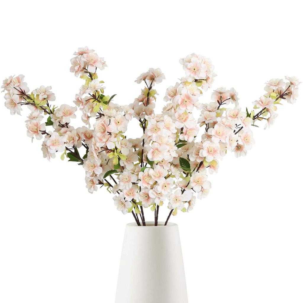 4 Pcs Cherry Blossom Branches Artificial Cherry Blossom Long Stem Artificial Flowers for Tall Vase Silk Cherry Blossom Tree Stems Spring Home Decor
