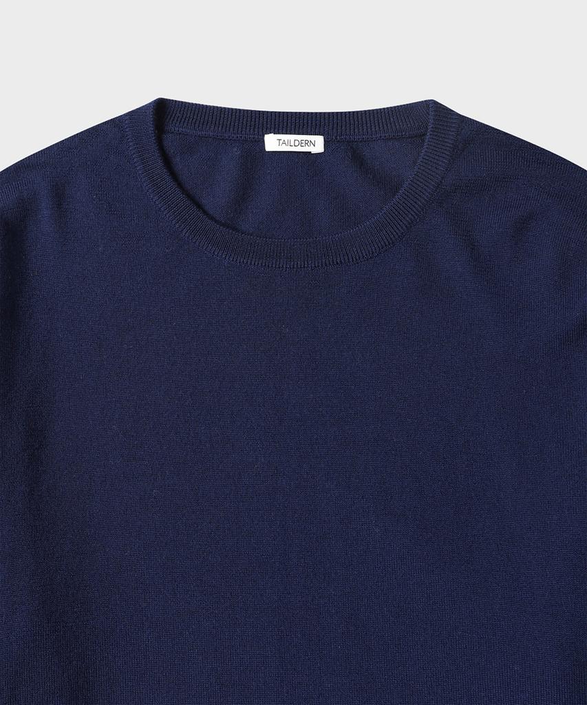 TAILDERN William Lightweight Crewneck Sweater Wool Navy