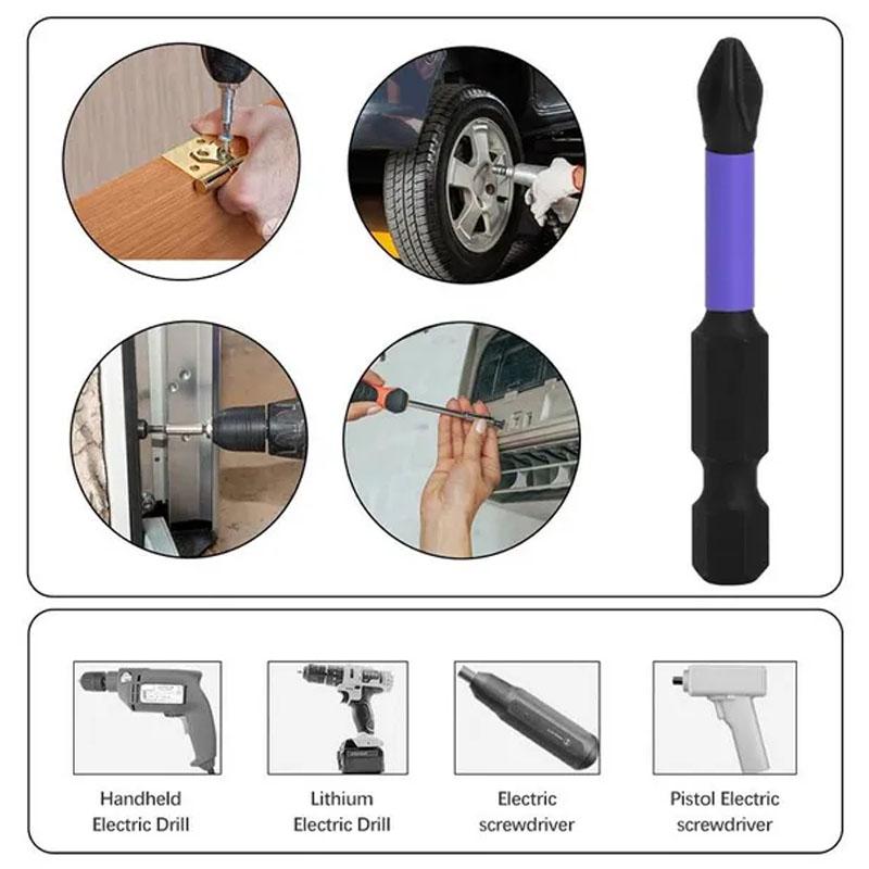 6PCS Non-slip Screw Electric Screwdriver Bits Set 25 50 65 70 90 150mm Impact Strong Magnetic Batch Head Woodworking Tools