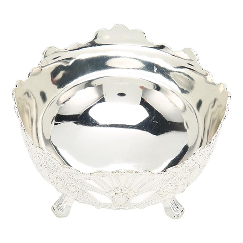 Silver European Style Serving Bowl Footed Metal Serving Bowl Retro Fruit Bowl Home & Kitchen Decor